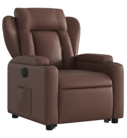 Fauteuil inclinable électrique marron similicuir