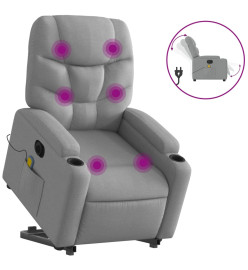 Fauteuil inclinable de massage électrique Gris clair Tissu