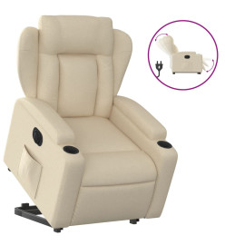 Fauteuil inclinable électrique crème tissu