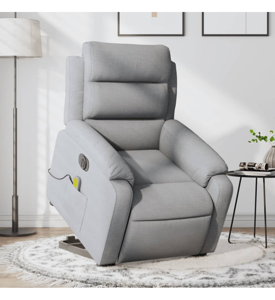 Fauteuil inclinable de massage électrique Gris clair Tissu