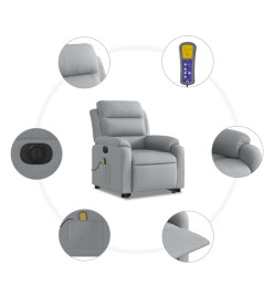 Fauteuil inclinable de massage électrique Gris clair Tissu