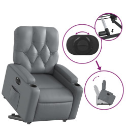 Fauteuil inclinable électrique gris similicuir