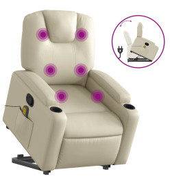 Fauteuil inclinable de massage Crème Similicuir