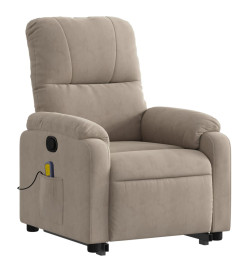 Fauteuil inclinable de massage taupe tissu microfibre