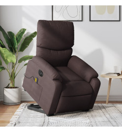 Fauteuil inclinable de massage électrique Marron foncé Tissu