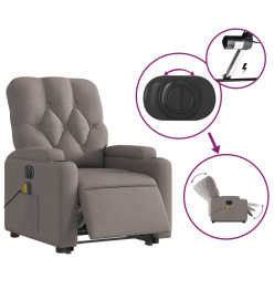 Fauteuil inclinable de massage électrique Taupe Tissu