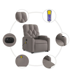 Fauteuil inclinable de massage électrique Taupe Tissu