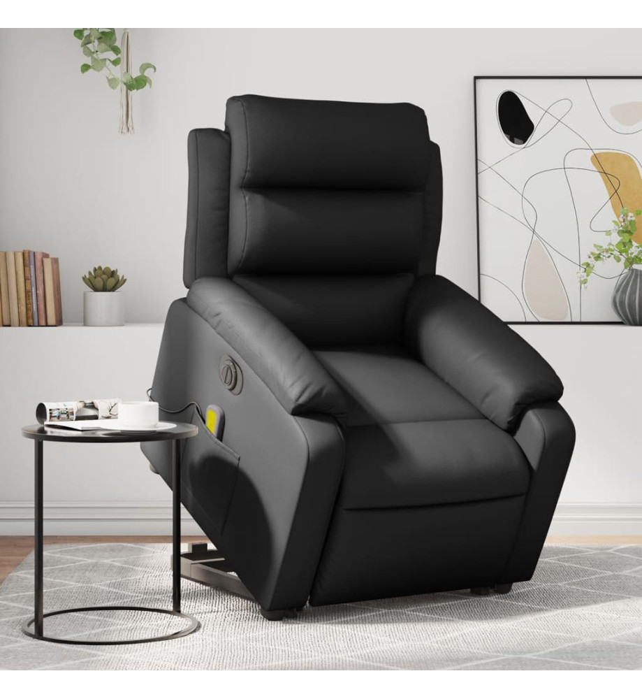 Fauteuil inclinable de massage électrique noir similicuir