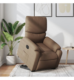 Fauteuil inclinable électrique marron tissu