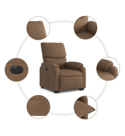 Fauteuil inclinable électrique marron tissu