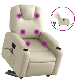 Fauteuil inclinable de massage électrique crème similicuir