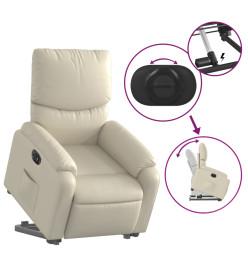 Fauteuil inclinable électrique crème similicuir