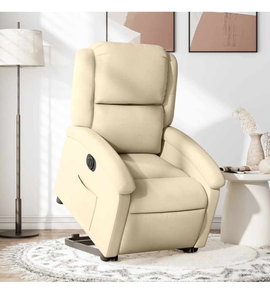 Fauteuil inclinable électrique crème tissu