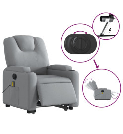 Fauteuil inclinable de massage électrique Gris clair Tissu