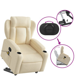 Fauteuil inclinable de massage Crème Tissu