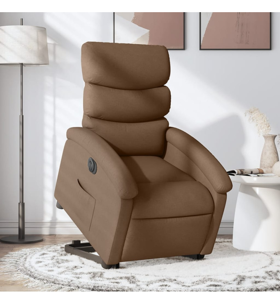 Fauteuil inclinable électrique marron tissu