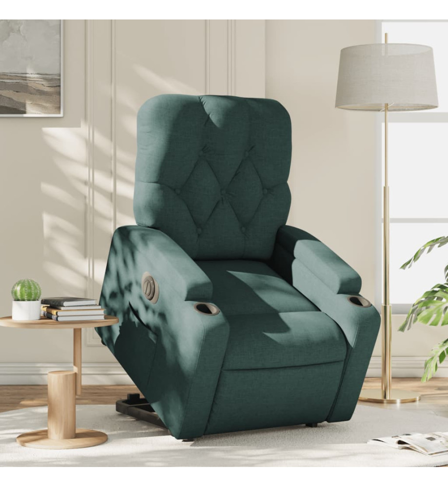 Fauteuil inclinable électrique vert foncé tissu