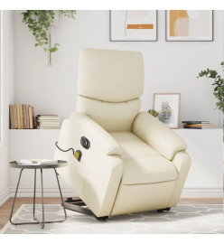 Fauteuil inclinable de massage électrique crème similicuir