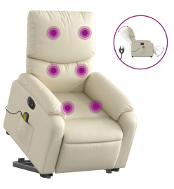 Fauteuil inclinable de massage électrique crème similicuir