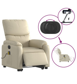 Fauteuil inclinable de massage électrique crème similicuir