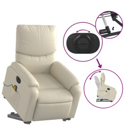 Fauteuil inclinable de massage électrique crème similicuir