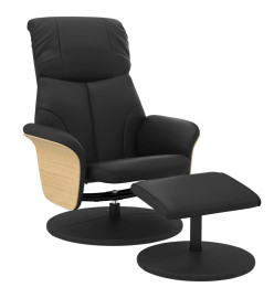 Fauteuil inclinable avec repose-pied noir similicuir