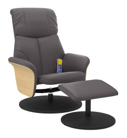 Fauteuil inclinable de massage avec repose-pied gris similicuir