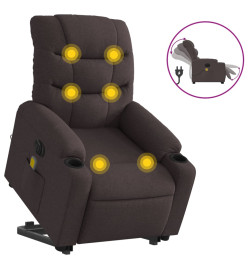 Fauteuil inclinable de massage électrique Marron foncé Tissu