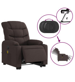 Fauteuil inclinable de massage électrique Marron foncé Tissu