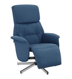 Fauteuil inclinable avec repose-pieds bleu tissu