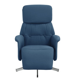 Fauteuil inclinable avec repose-pieds bleu tissu