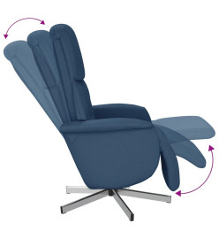 Fauteuil inclinable avec repose-pieds bleu tissu