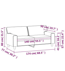 Canapé à 2 places Crème 140 cm Similicuir