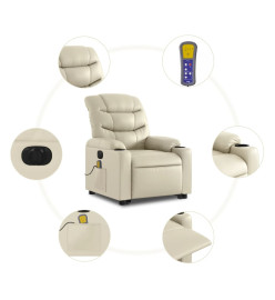 Fauteuil inclinable de massage électrique crème similicuir