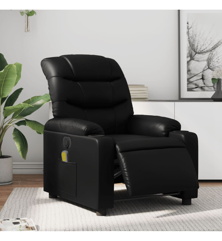 Fauteuil de massage inclinable électrique noir similicuir