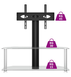 Meuble TV d'angle 2 niveaux pour 32-70 pouces noir argenté