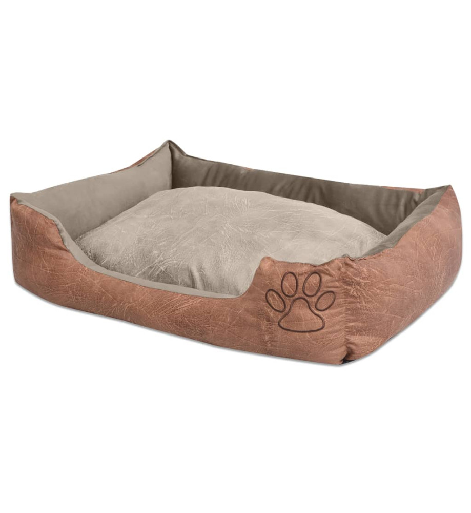 Lit pour chiens avec coussin Cuir artificiel PU Taille XL Beige