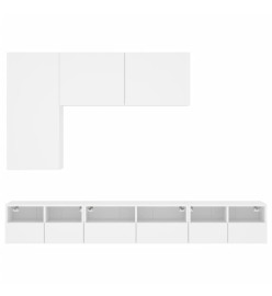 Armoires murales TV 5 pcs blanc bois d'ingénierie