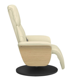 Fauteuil inclinable de massage et repose-pieds crème similicuir