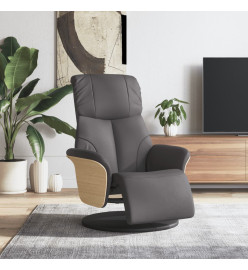 Fauteuil inclinable avec repose-pieds gris similicuir