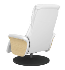 Fauteuil inclinable de massage repose-pieds blanc similicuir