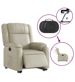 Fauteuil inclinable électrique crème similicuir