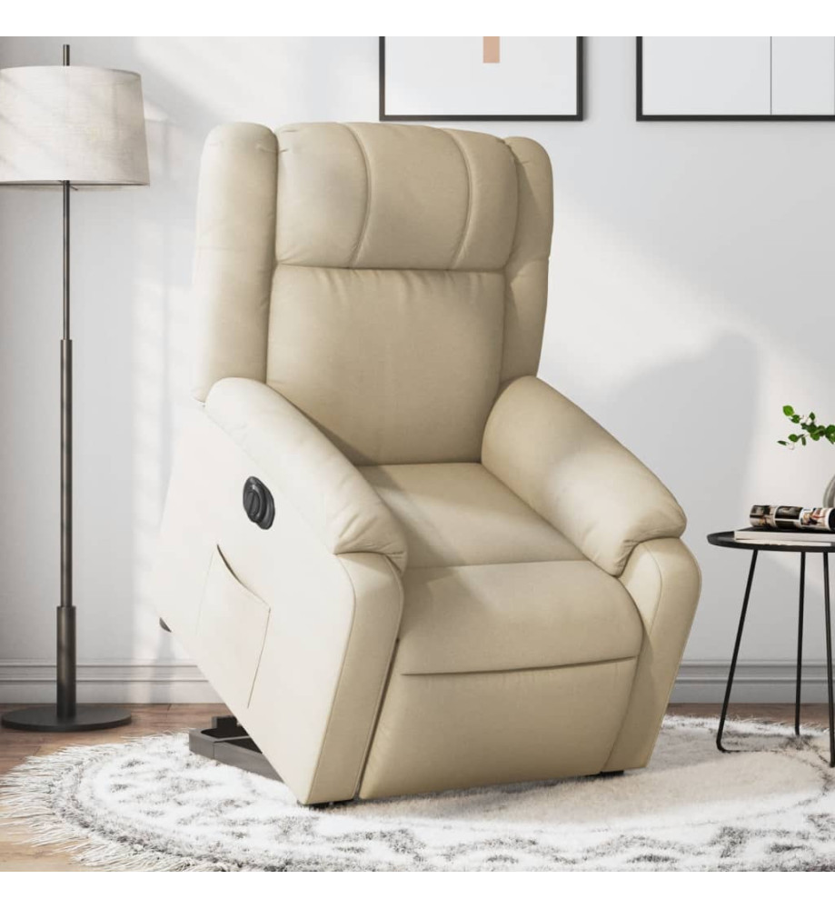 Fauteuil inclinable électrique crème tissu