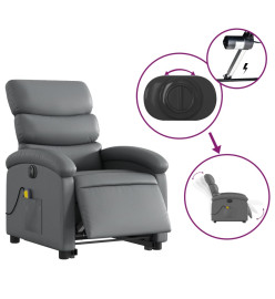 Fauteuil inclinable de massage électrique gris similicuir