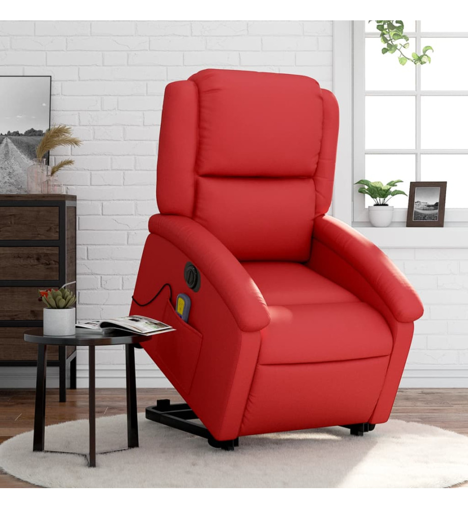 Fauteuil inclinable de massage électrique rouge similicuir