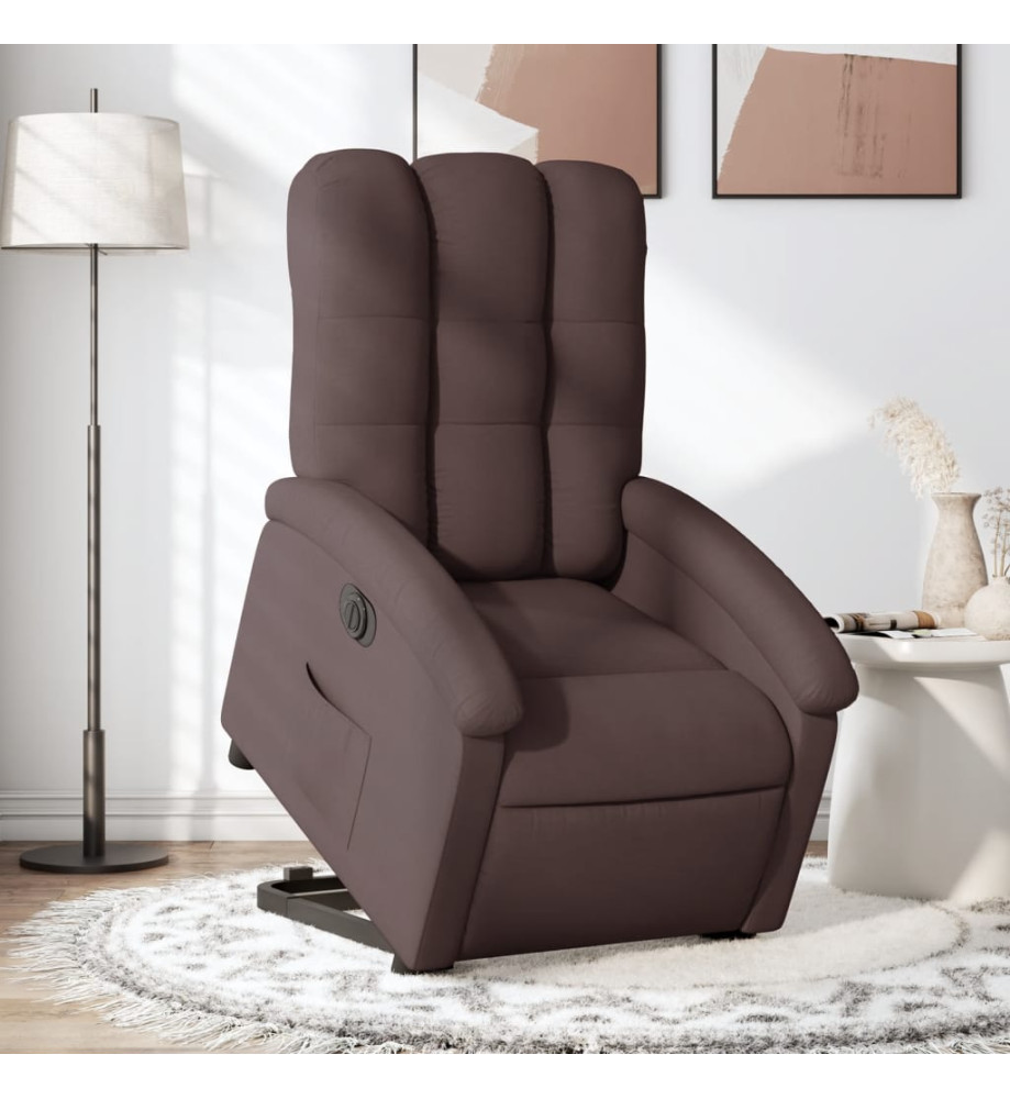 Fauteuil inclinable électrique marron foncé tissu