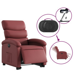 Fauteuil inclinable électrique rouge bordeaux similicuir