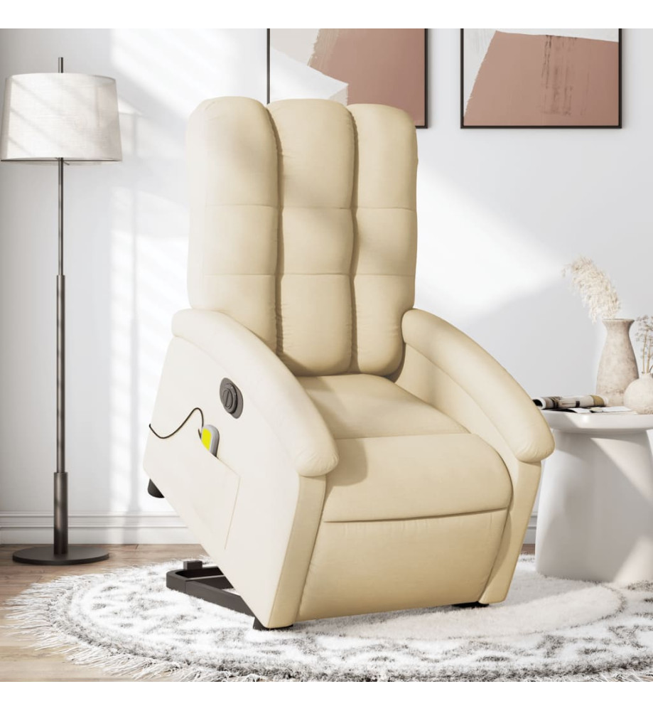 Fauteuil inclinable de massage électrique Crème Tissu