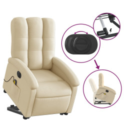 Fauteuil inclinable de massage électrique Crème Tissu