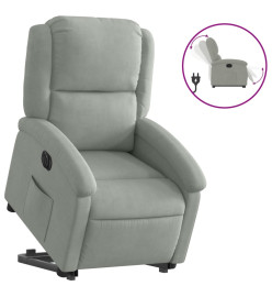 Fauteuil inclinable électrique gris clair velours